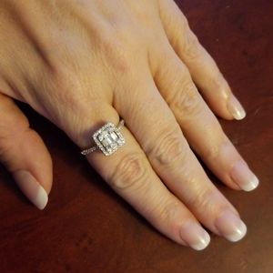 CZ Baguette Halo 925 Ring